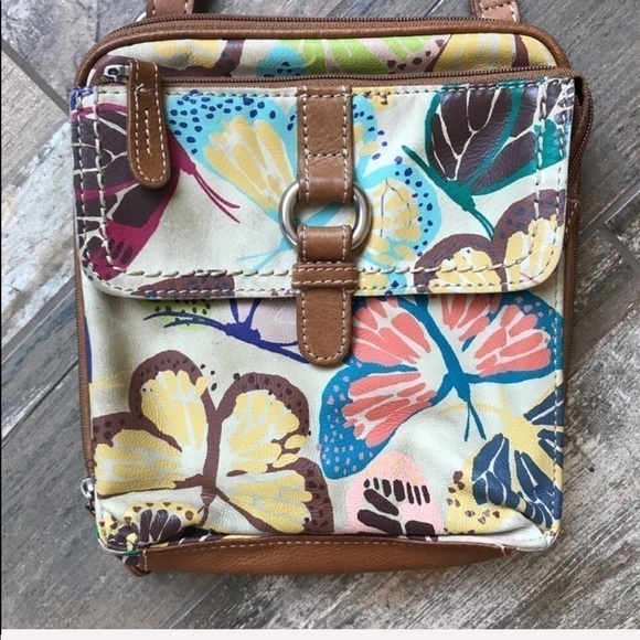 FOSSIL adjustable multi pocket iPad crossbody purse bag - Picture 3 of 10